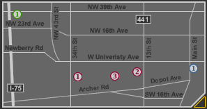 Map of Gainesville Area Art Venues